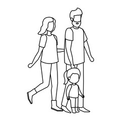 parents couple with daughter characters