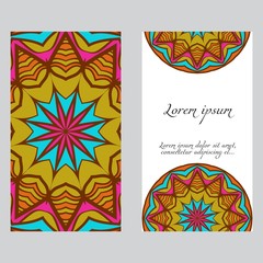 Templates for greeting and business cards. Vector illustration. Oriental pattern with. Mandala. Wedding invitation