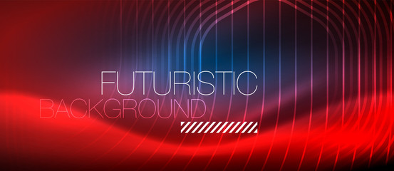 Naklejka premium Neon glowing lines, magic energy space light concept, abstract background wallpaper design