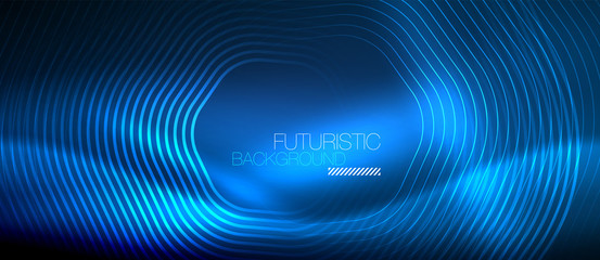 Neon glowing lines, magic energy space light concept, abstract background wallpaper design