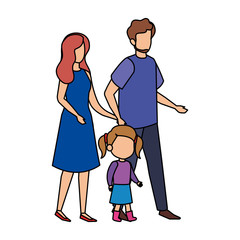 parents couple with daughter characters