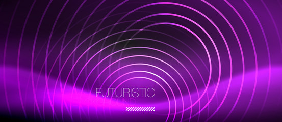 Dark abstract background with glowing neon circles