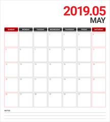 May 2019 desk calendar vector illustration