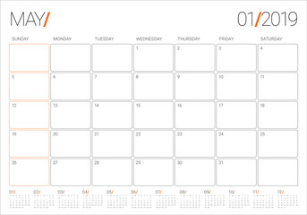 May 2019 desk calendar vector illustration