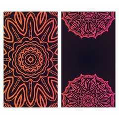 Vintage Card With Patterns of the Mandala. Floral Ornaments. Islam, Arabic, Indian, Ottoman motifs. Template for Flyer or Invitation Card Design. Vector Illustration