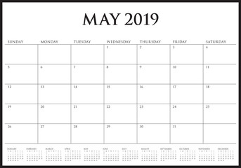 May 2019 desk calendar vector illustration