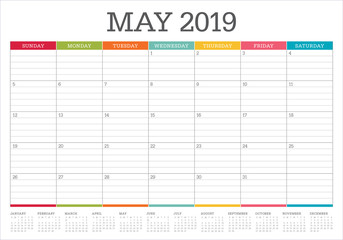 May 2019 desk calendar vector illustration