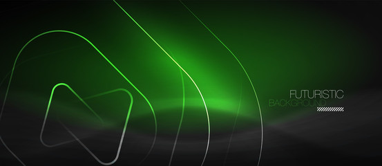 Dark black abstract background with neon colors and lines
