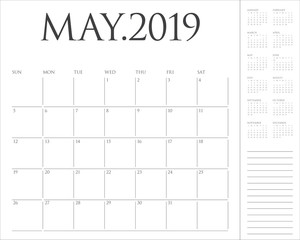 May 2019 desk calendar vector illustration