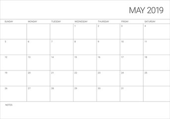 May 2019 desk calendar vector illustration