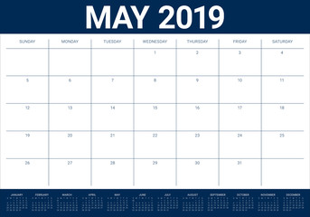 May 2019 desk calendar vector illustration