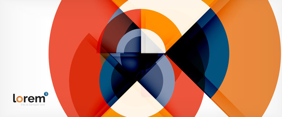 Obraz premium Modern geometric circles abstract background, colorful round shapes with shadow effects