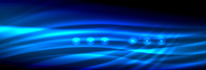 Liquid neon flowing waves, glowing light lines background