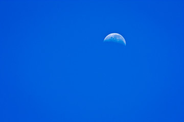 Last quarter moon phase with clear blue sky day background from southern hemisphere  