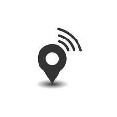GPS location Map pointer icon with wifi symbol