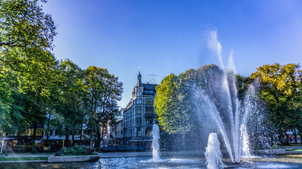 Fototapeta na wymiar Fountain in the main street of Oslo