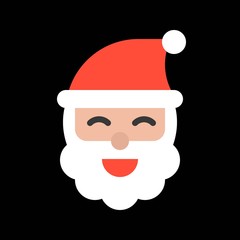 Santa head, Merry Christmas icon set, flat design
