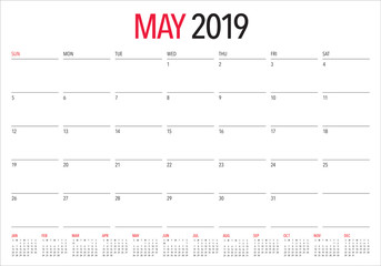 May 2019 desk calendar vector illustration