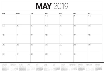 May 2019 desk calendar vector illustration