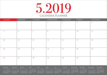 May 2019 desk calendar vector illustration