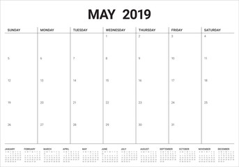 May 2019 desk calendar vector illustration