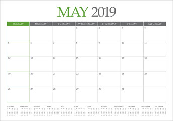 May 2019 desk calendar vector illustration