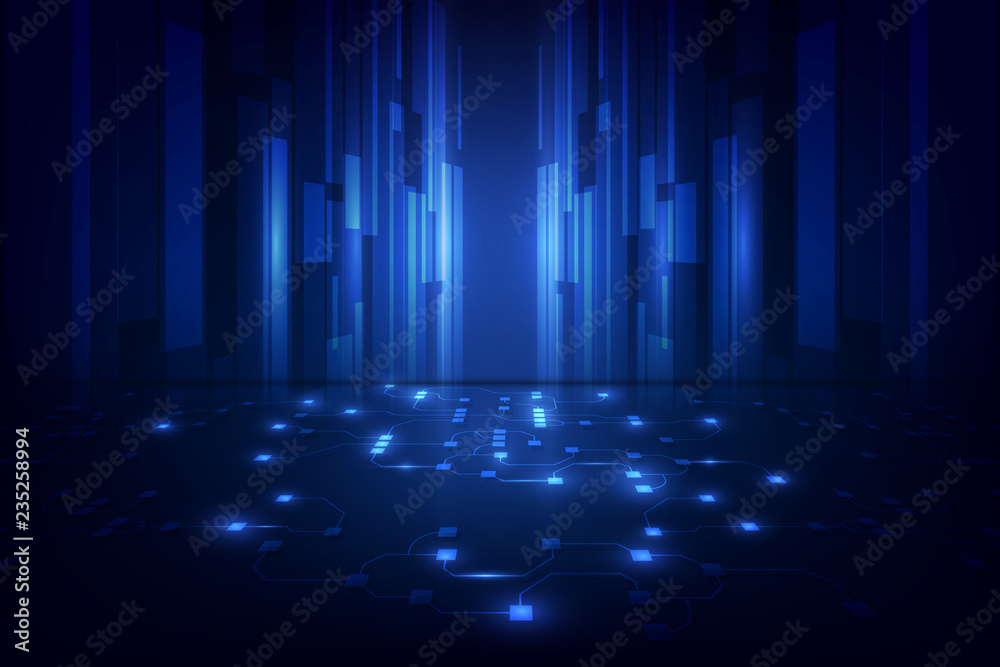 Poster abstract circuit networking blockchain concept background