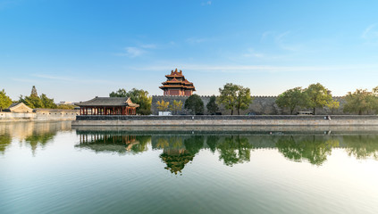 Fototapeta premium Scenery of the Imperial Palace corner tower in Beijing