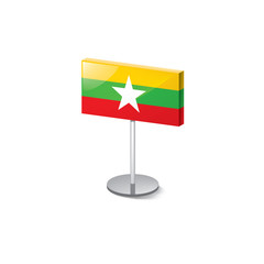 Myanmar flag, vector illustration on a white background