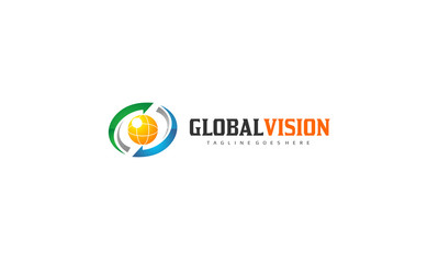 Global vision - technology logo - abstract eye vector