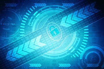 2d illustration Safety concept: Closed Padlock on digital background