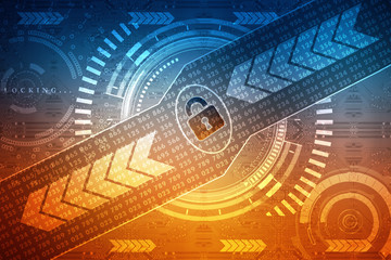 2d illustration Safety concept: Closed Padlock on digital background