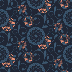 seamless vector pattern template with eastern floral ornaments. design for wrapping, interior, textile - 235263395