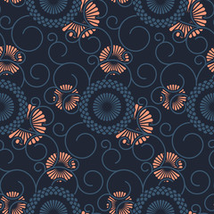seamless vector pattern template with eastern floral ornaments. design for wrapping, interior, textile