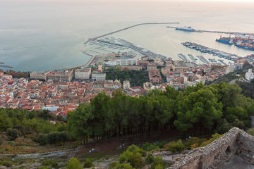 Panoramic view of Salerno's waterfront with new under construction buildings