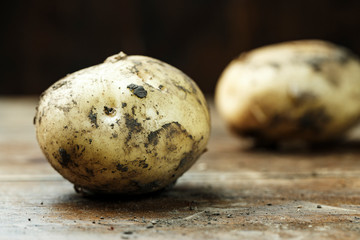 dirty potatoes close up