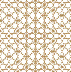 Seamless pattern based on Japanese ornament Kumiko.Golden color.