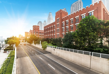 Roads and red castles in Tianjin, China