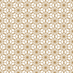 Seamless pattern based on Japanese ornament Kumiko.Golden color.