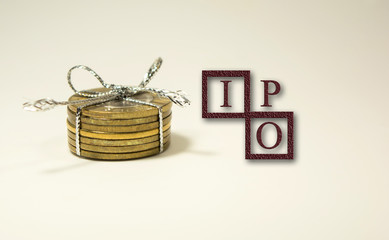 Initial public offering or IPO concept with Indian Currency on Isolated background