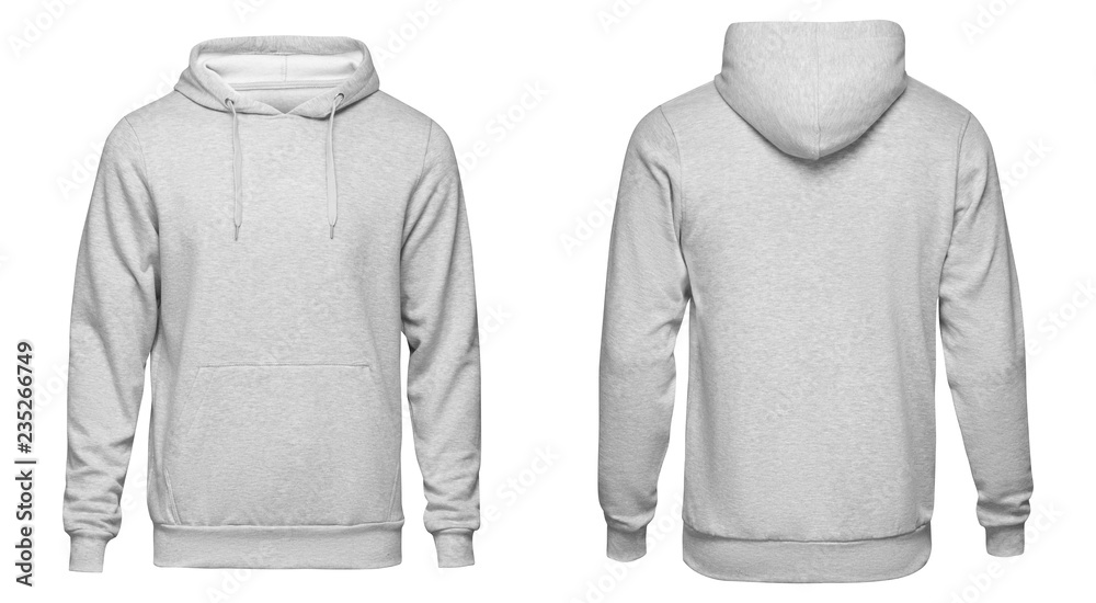 Sticker blank gray mens hoodie sweatshirt long sleeve, mens hoody with hood for your design mockup for print - Stickers