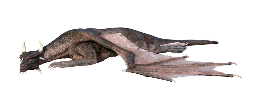 3D Rendering Fairy Tale Dragon on White