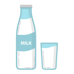 Milk bottle in flat style a vector.Design element for booklets, the websites, leaflets, banners. For shops of organic natural products. Healthy food.Farm products.Dairy products.
