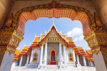 Naklejka premium Thailand temple - The Marble Temple, Wat Benchamabopitr Dusitvanaram. Most populars attraction for Thai and foreigner traveller.
