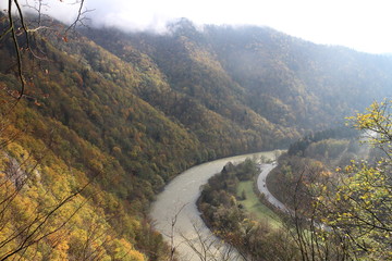 View from ruins of Starhrad castle to Váh river in Žilina region, Slovakia