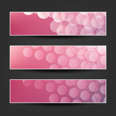 Fototapeta premium Set of Pink, Claret and Purple Horizontal Bubbly Banner Designs for Christmas, New Year, Seasonal Events or Holidays 