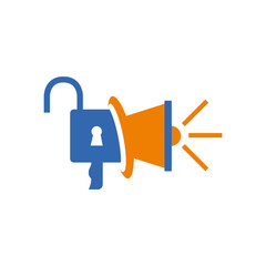 Megaphone and padlock vector combinations for marketing logo concept and idea