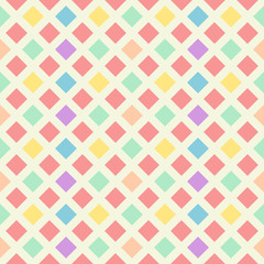 Colorful diagonal square seamless pattern on yellow background vector. Checkered pattern style, punchy pastel color.