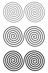 Set of design monochrome spiral movement illusion elements