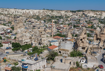 Obraz premium Goreme, Turkey - A Unesco World Heritage site, Cappadocia is famous for its fairy chimneys, churches and castles carved in the rock, and a unique heritage